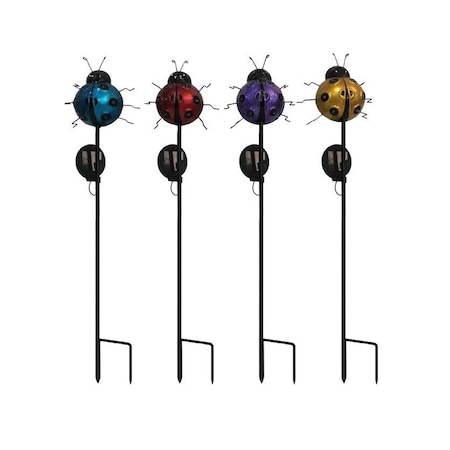 Infinity Infinity Black Iron 24 in. H Ladybug Solar Garden Stake XY9173
